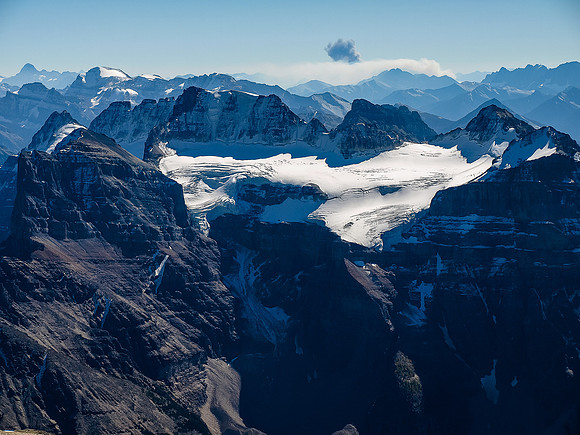 A forest fire in the Kootenay's over the Fay Glacier.