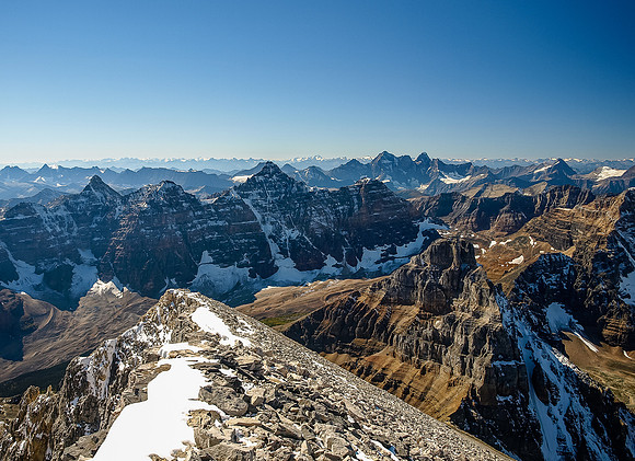 The summit ridge of Mount Temple.