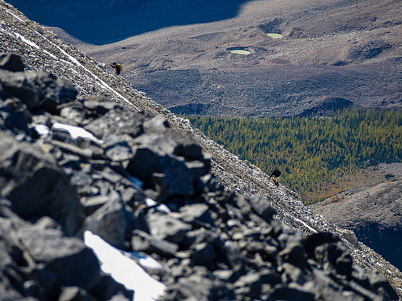 Rod and Carl struggle up the mighty slopes of Temple to the summit ridge!