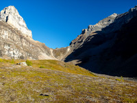 Our objective comes into view - Sentinel Pass and Temple looming on the right.