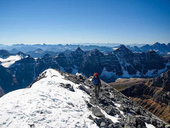 Wietse joins me at the summit of Mount Temple.