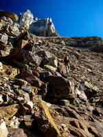 The lower route is bouldery but easy to follow.