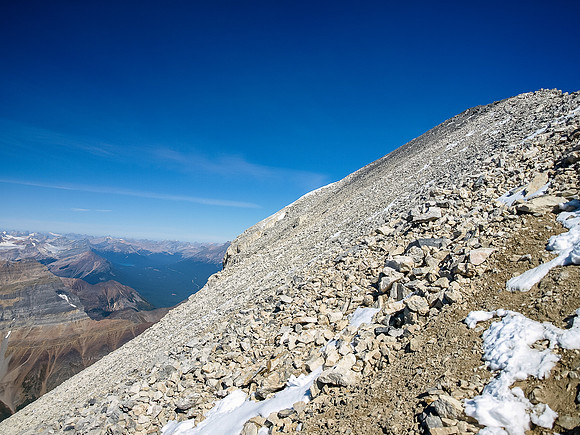 The summit ridge of Mount Temple.