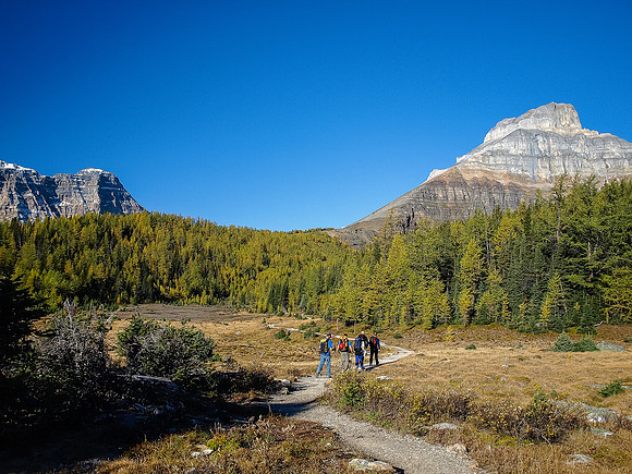 It's going to be a great day! This view is of another gorgeous peak in the Valley of Ten Peaks - Eiffel.