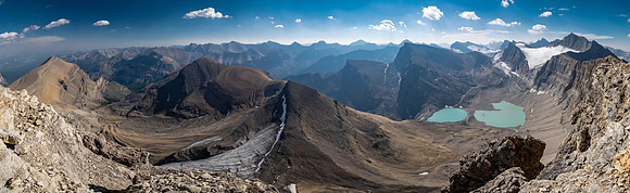 Summit views over the Fuhrer Lakes from the summit of Mount Fuhrer.