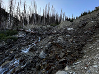 Ascending west slopes into Chortling Marmots Creek valley.
