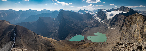 Summit views over the Fuhrer Lakes from the summit of Mount Fuhrer.