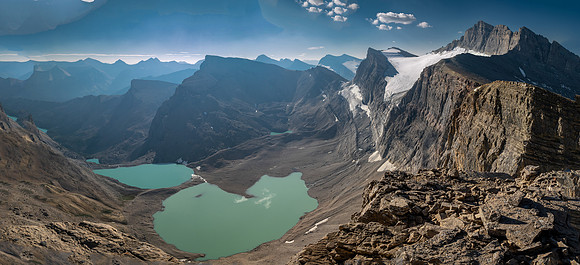 Ascending the south ridge of Mount Fuhrer with views over the Fuhrer Lakes.