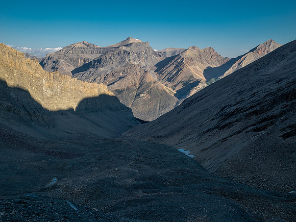 Ascending Chortling Marmots valley to a high col under Mount Fuhrer.