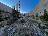 Ascending Chortling Marmots Creek into an upper hanging valley.