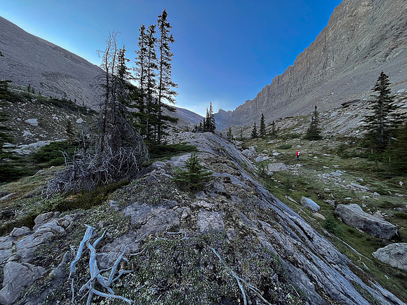 Ascending Chortling Marmots Creek into an upper hanging valley.