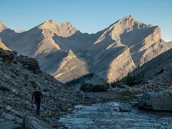 Ascending Chortling Marmots Creek into an upper hanging valley.