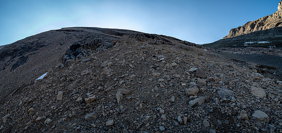 Ascending Chortling Marmots valley to a high col under Mount Fuhrer.