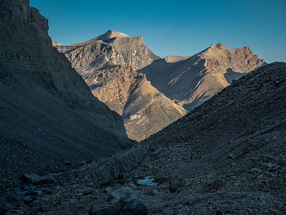 Ascending Chortling Marmots valley to a high col under Mount Fuhrer.