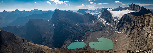 Summit views over the Fuhrer Lakes from the summit of Mount Fuhrer.