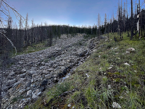 Ascending west slopes into Chortling Marmots Creek valley.
