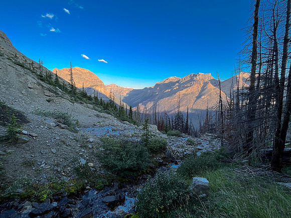 Ascending Chortling Marmots Creek into an upper hanging valley.