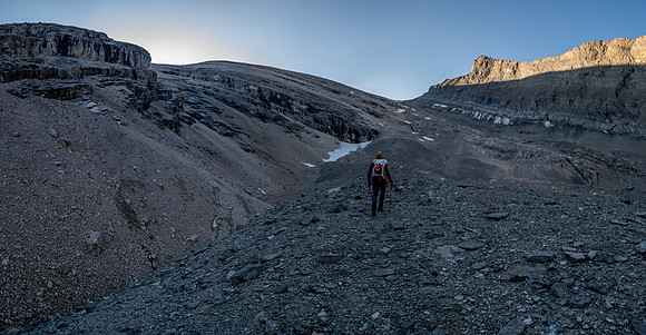Ascending Chortling Marmots valley to a high col under Mount Fuhrer.