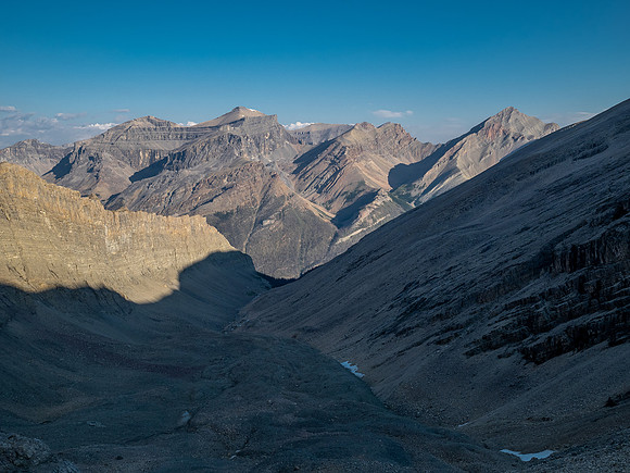 Ascending Chortling Marmots valley to a high col under Mount Fuhrer.