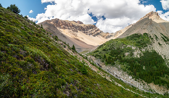 Ascending the SE slopes of Siffleur Mountain.