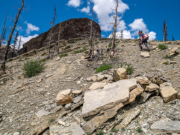 Ascending the SE slopes of Siffleur Mountain.
