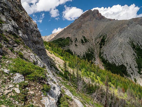 Ascending the SE slopes of Siffleur Mountain.
