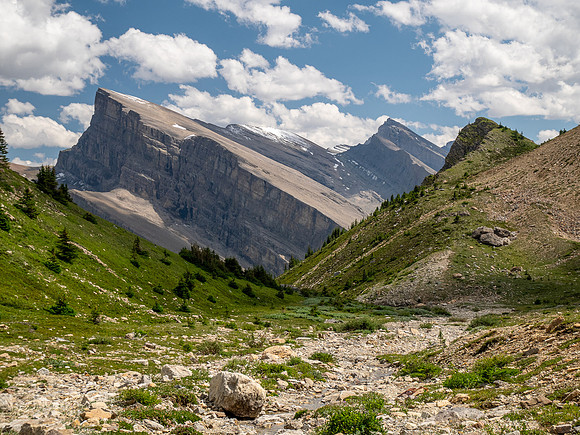 Ascending the SE slopes of Siffleur Mountain.