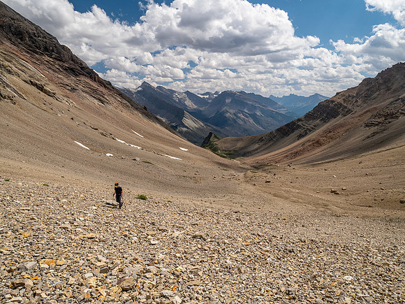 Ascending south slopes of Siffleur Mountain.