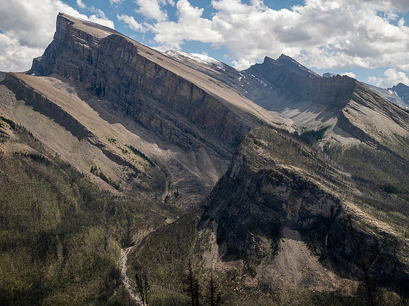 Ascending the SE slopes of Siffleur Mountain.
