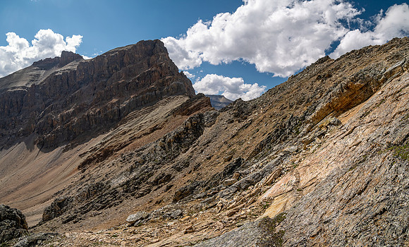 Ascending south slopes of Siffleur Mountain.