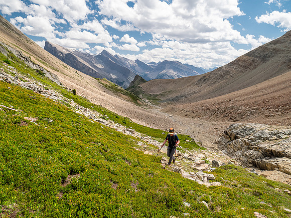 Ascending south slopes of Siffleur Mountain.