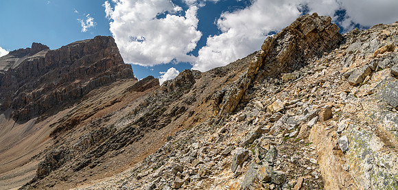 Ascending south slopes of Siffleur Mountain.