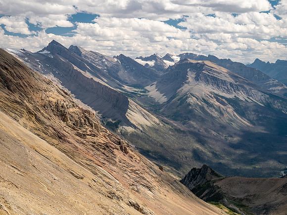 Ascending south slopes of Siffleur Mountain.