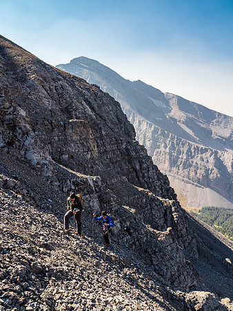 The real scree bash begins once we're through the short cliff band.