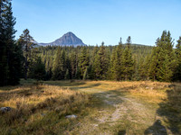 Beehive Mountain is seen from the parking area off the Oldman River Road.