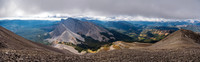 Mount Lyall with Beehive to it's left in this view south. The false summit of Gass with its giant windbreak at far right.