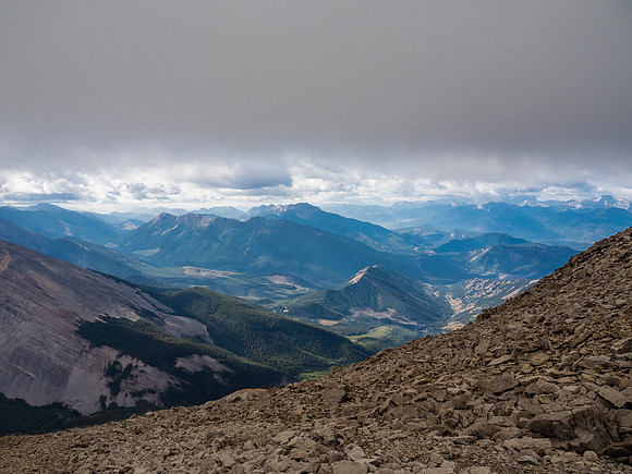 Looking SW towards Mount Lyne at center distance (rocky peak - not the treed ridge).