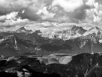 Mount Mike at left with Harrison and Smith at right and the mine in the foreground.
