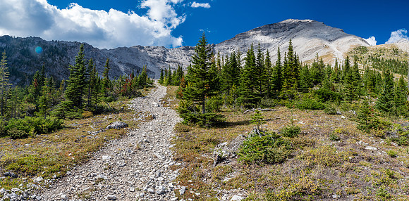 One last look back at the headwall (C) with the east gully visible at right - a very attractive looking direct route up Gass that avoids the headwall and the traverse but is likely a bit harder than