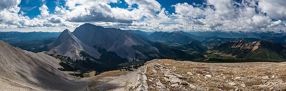 Starting the descent with views opening up again as the clouds clear.