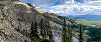 Great early morning views off the headwall with Memory Lake showing up at right.