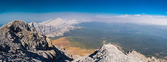 Views north off the summit along the High Rock Range at left including Lyall, Gass, O'Rourke, Farquhar and Etherington.