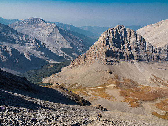 This was the worst of the scree - just under the broad summit ridge. It's hard to believe the peaks visible here are unnamed.