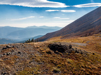 The fall color in the alpine meadows was sublime. Looking back at the sheep trail we used to access the north shoulder and west face of Beehive.