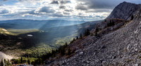 Almost up the headwall with Memory Lake at left with the OHV trail visible.