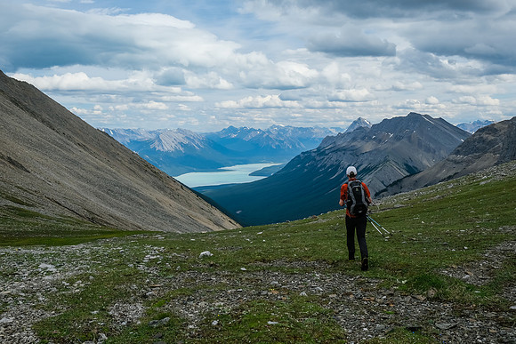 Hiking over the pass leading down into Whitegoat Creek.