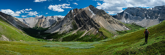 Hiking out of the south bowl towards Littlehorn Peak.