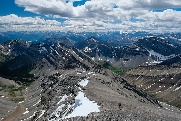 Descending back to the south bowl.