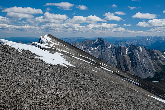 Descending back to the south bowl.