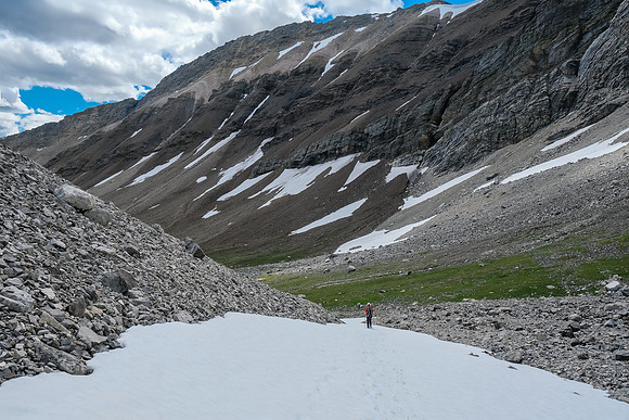 Descending back to the south bowl.